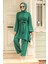 Asimetrik Detay Zümrüt Yeşili Tesettür Ikili Takım 65875ZY 2