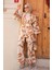 Desenli Camel Tesettür Ikili Kimono Takım 12123C 1
