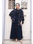 Desenli Lacivert Tesettür Ikili Kimono Takım 12892L 2