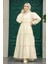 - Kat Piliseli Krem Tesettür Poplin Elbise 57342KR 3
