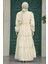 - Kat Piliseli Krem Tesettür Poplin Elbise 57342KR 4