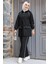 Kapşonlu Siyah Tesettür Ikili Takım 20113S 1