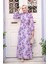 Çiçek Desenli Mor Tesettür Elbise 27991MOR 1
