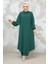 Düğmeli Zümrüt Yeşili Tesettür Ikili Takım 10891ZY 2