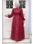 Jakar Detaylı Bordo Tesettür Elbise 23262BR 1