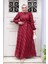 Jakar Detaylı Bordo Tesettür Elbise 23262BR 2