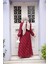 Jakar Detaylı Bordo Tesettür Elbise 23262BR 3