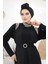 Boncuk Işlemeli Siyah Tesettür Abaya Takım 43201S 4
