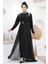Boncuk Işlemeli Siyah Tesettür Abaya Takım 43201S 5