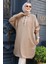 Düğmeli Camel Tesettür Tunik 663C 1