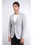 Gri Keten Dokulu Gold Renk Metal Düğmeli Slim Fit Erkek Blazer Ceket - Wessi 3
