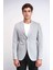 Gri Keten Dokulu Gold Renk Metal Düğmeli Slim Fit Erkek Blazer Ceket - Wessi 4