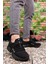 Siyah Sneaker 0012072 Unisex Düz Topuklu Tekstil Malzeme Ortopedik Tabanlı 12