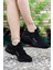 Siyah Sneaker 0012072 Unisex Düz Topuklu Tekstil Malzeme Ortopedik Tabanlı 13