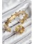 Pirinç Topcuk Model Gold Renk Bileklik Yüzük Set 1