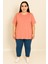 Kadın Büyük Beden Kısa Kollu Basic Oversize T-Shirt 1976-25 1