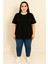 Kadın Büyük Beden Kısa Kollu Basic Oversize T-Shirt 1976-25 1