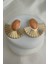 Altın Rengi Sedefli Mine Yelpaze Oval Taşlı Çivili Küpe (6cm*5cm) 2