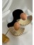 Altın Rengi Sedefli Mine Yelpaze Oval Taşlı Çivili Küpe (6cm*5cm) 4
