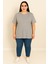 Kadın Büyük Beden Kısa Kollu Basic Oversize T-Shirt 1976-25 1