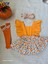 Kız Bebek Turuncu Portakal Slopet Bandana ve Keçeli Çorap 3'lü Set 2
