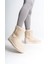 Selına Bağcıksız Düz Taban Içi Kürklü Süet Kadın Bot Skt - Krem 1