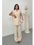 Kadın Alt Üst Ikili Takım Omuz Detaylı Kuşaklı Yelek Pantolon Takım 2