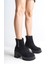 Lısse Fermuarlı Ortopedik Taban Kalın Topuklu Süet Kadın Bot Sst - Siyah 1