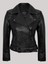 Hakiki Deri Siyah Kemerli Cepli Fermuarlı Kadın Deri Ceket 1