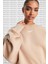Sportswear Essential Collection Fleece Oversized Crew Kadın Sweatshirt Bej 3