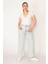 Kadın Büyük Beden Mavi Yıkama Efektli Mom Jean Pantolon 65N38288 3