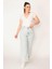 Kadın Büyük Beden Mavi Yıkama Efektli Mom Jean Pantolon 65N38288 4