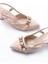 Kadın AYAKKABIK-250 Pudra Keten Günlük Arkası Açık Tokalı Topuklu Kadın Ayakkabı 3
