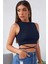 Kadın Lacivert Çapraz Bağlamalı Crop Top Büstiyer 3