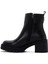 Kadın Siyah Fermuarlı Kalın Topuklu Deri Bot 25WFD130318 4