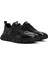 Erkek Siyah Bağcıklı Kalın Tabanlı Deri Casual Sneaker 25WFD694914 3