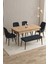 Mazaka Meşe Desen 80X132 Açılabilir Mdf Masa Yemek Odası Takımı, Mutfak Takımı 4 sandalye 1 Bench 1
