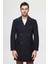 Ds Damat Regular Fit Lacivert Balıksırtı Denizci Metal Düğme Detaylı Kaşe Palto 1