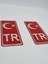 Fiat / Tofaş Şahin Uyumlu Plaka Tr Damla Etiket Türk Bayrağı 2'li / Tr Damla Sticker Su Geçirmez Solmaz 4,5 x 10 cm 4