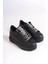Della Bağcıklı Ortopedik Taban Taşlı Kadın Sneaker Spor Ayakkabı Cst - Siyah 4