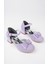 Kız Çocuk Mor Abiye Simli Kum Detaylı Fiyonklu Ayakkabı 3