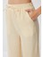 Çizgili Cepli Müslin Pantolon LYY0110 Sarı Kemik 4