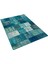 Mavi Patchwork Etnik Modern Desenli Yün Hav Toz Vermez Leke Tutmayan Salon Yolluk Mutfak El Dokuma Halı 3