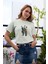 Bohem Desen Baskılı / Kadın Çok Renkli T-Shirt %100 Pamuk Regular Fıt Rahat Kalıp 1