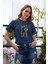 Bohem Desen Baskılı / Kadın Çok Renkli T-Shirt %100 Pamuk Regular Fıt Rahat Kalıp 1