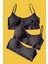 Kadın Fitilli Siyah Ip Askılı Çıkarılabilir Pedli Büstiyer Yarım Atlet 3 Adet 1