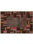 Kahverengi Patchwork Etnik Modern Desenli Yün Hav Toz Vermez Leke Tutmayan Salon Yolluk Mutfak El Dokuma Halı 1