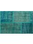 Turkuaz Patchwork Yün Modern Desenli Yün Hav Toz Vermez Leke Tutmayan Salon Yolluk Mutfak El Dokuma Halı 5