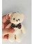 Peluş Krem Fiyonklu Ayıcık Anahtarlık -11CM - Oyuncak - Çanta Süsü - Doğum Günü 2