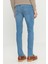 Erkek Açık Mavi Ekstra Slim Fit Dar Kesim Rıss Pamuklu Esnek Denim Jean Kot Pantolon 6